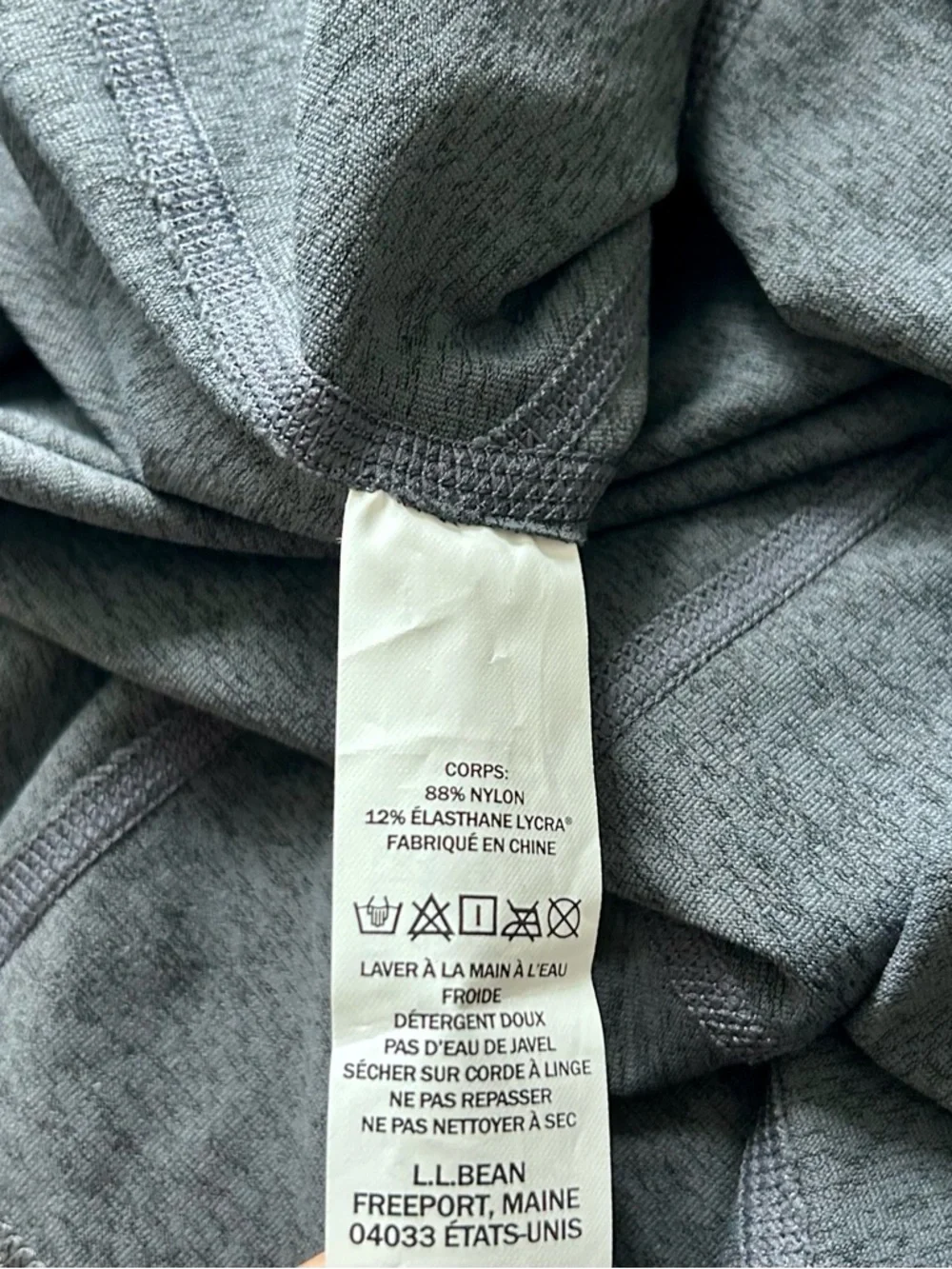 L.L.Bean Ladies Heather Charcoal Crew Neck Swim Shirt. UPF 50+ - Picture 5 of 6